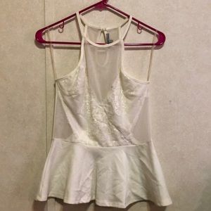 sheer white peplum top